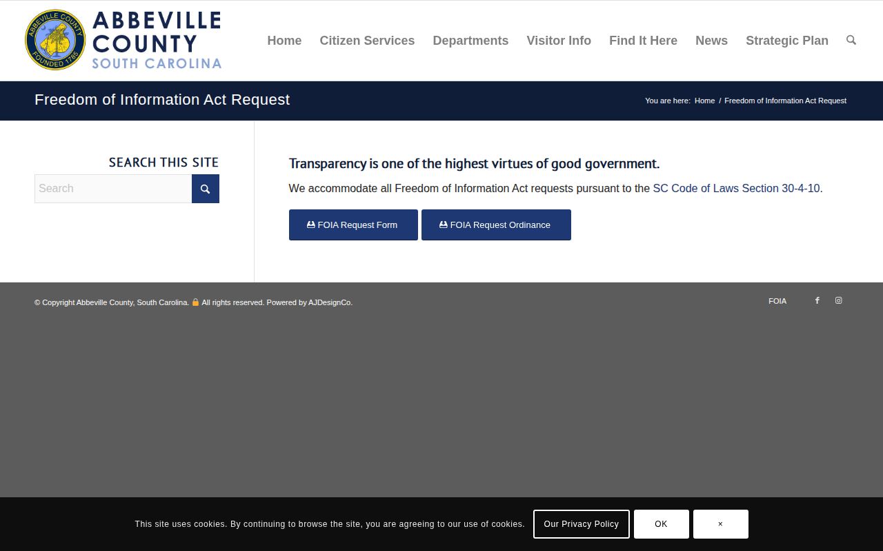 Abbeville County released inmate record request form